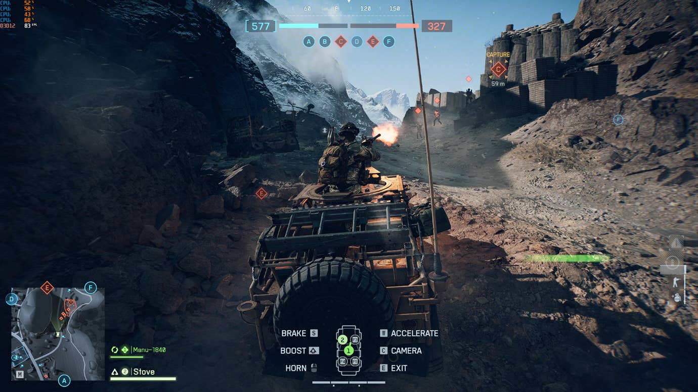 Mounting a two-man 4x4 attack on a capture point, in Battlefield 6 multiplayer.